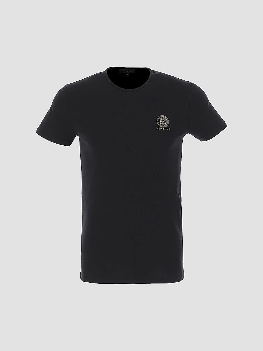 Versace Men's Logo Crewneck T-Shirt - Black - Size Small