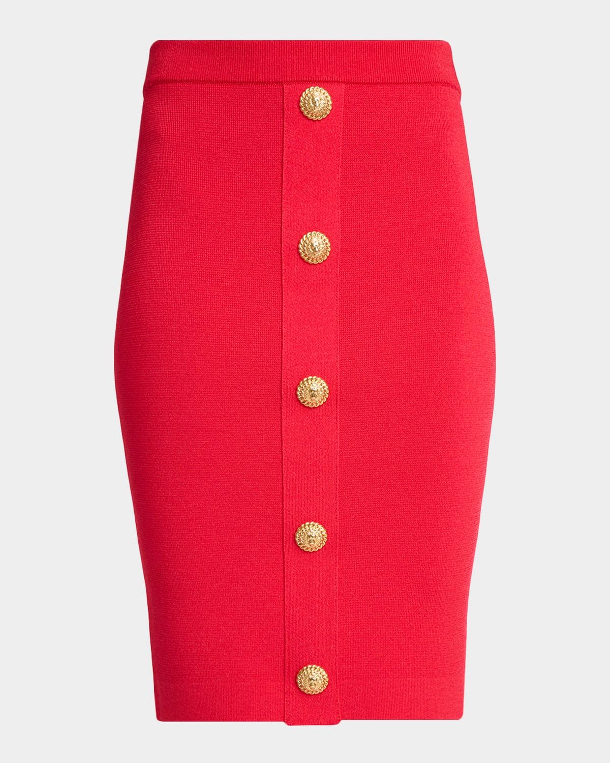 Buttoned Compact Knit Pencil Skirt