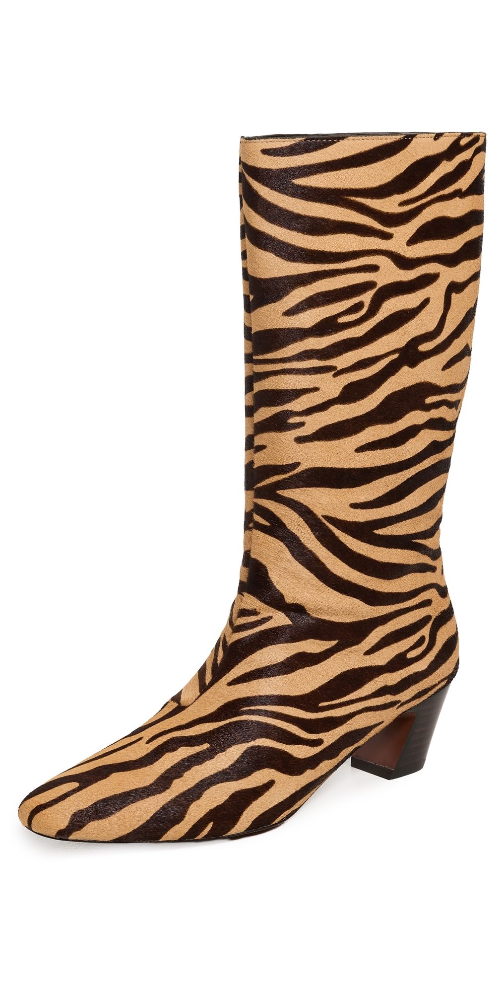 Loeffler Randall Cleo Kicked Heel Calf Boots Zebra 5.5