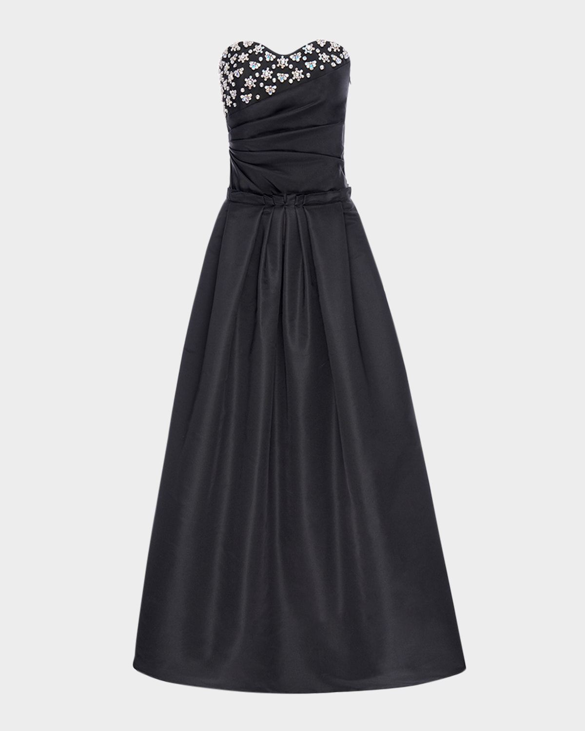 Gwyneth Crystal Draped Strapless Fit-and-Flare Gown