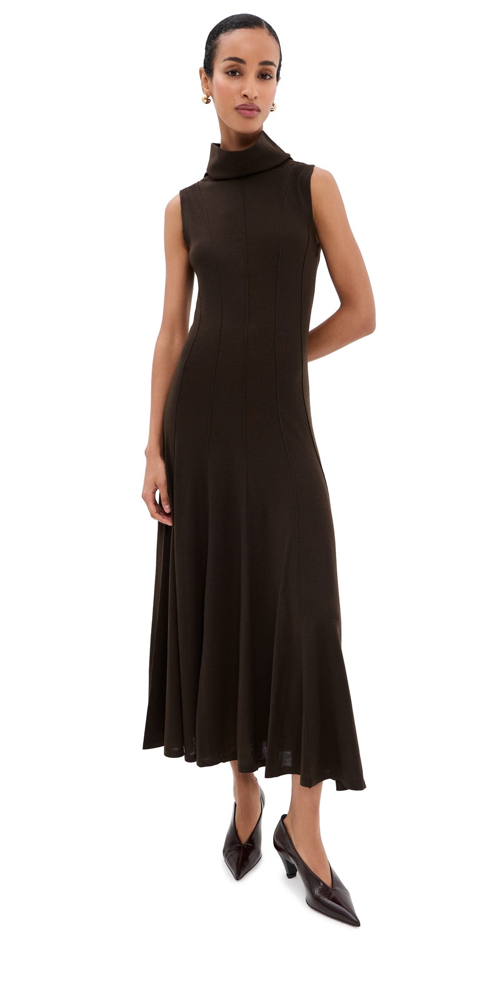TWP Funnel Neck Sleeveless Wool Dress After Dark L