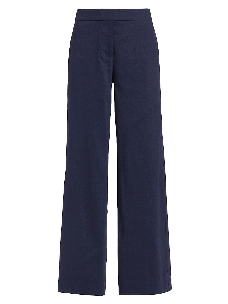 Women's Gissel Linen-Blend Flared Pants - Navy - Size 6