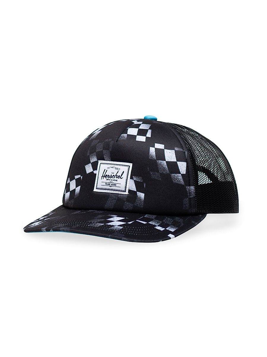 Kid's Whaler Trucker Hat - Black White