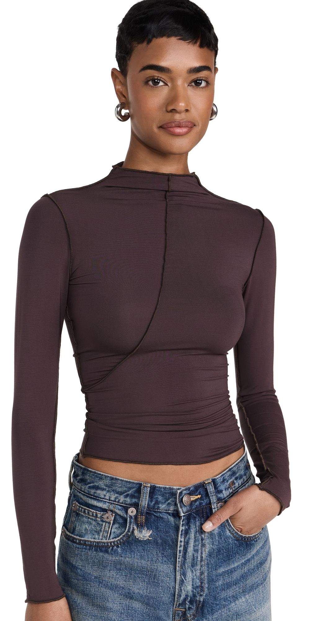 The Line by K Zane Top Chocolate L