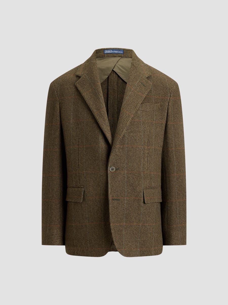 Polo Ralph Lauren Men's Heyworth Tick-Weave Wool Tweed Jacket - Sage Red And Blue - Size 36