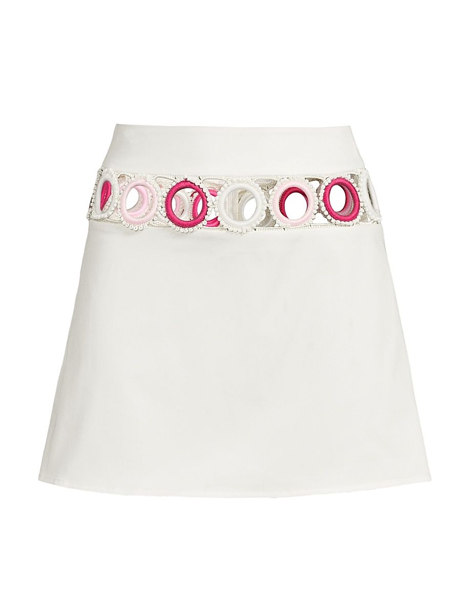 Women's Palma Cut-Out Stretch-Cotton Cover-Up Miniskirt - Pink - Size Large