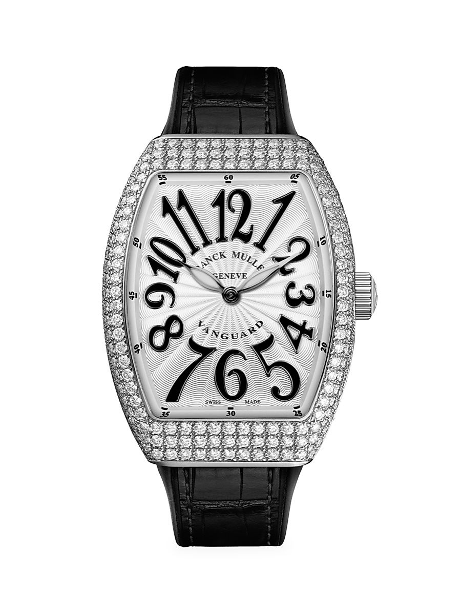 Men's Vanguard Stainless Steel, Diamond, Alligator & Rubber Strap Watch