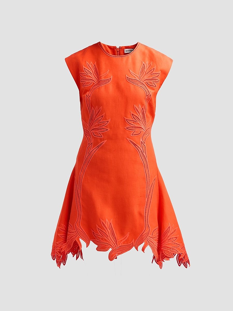 Women's Raquel Embroidered Mini Dress - Lobster - Size XL