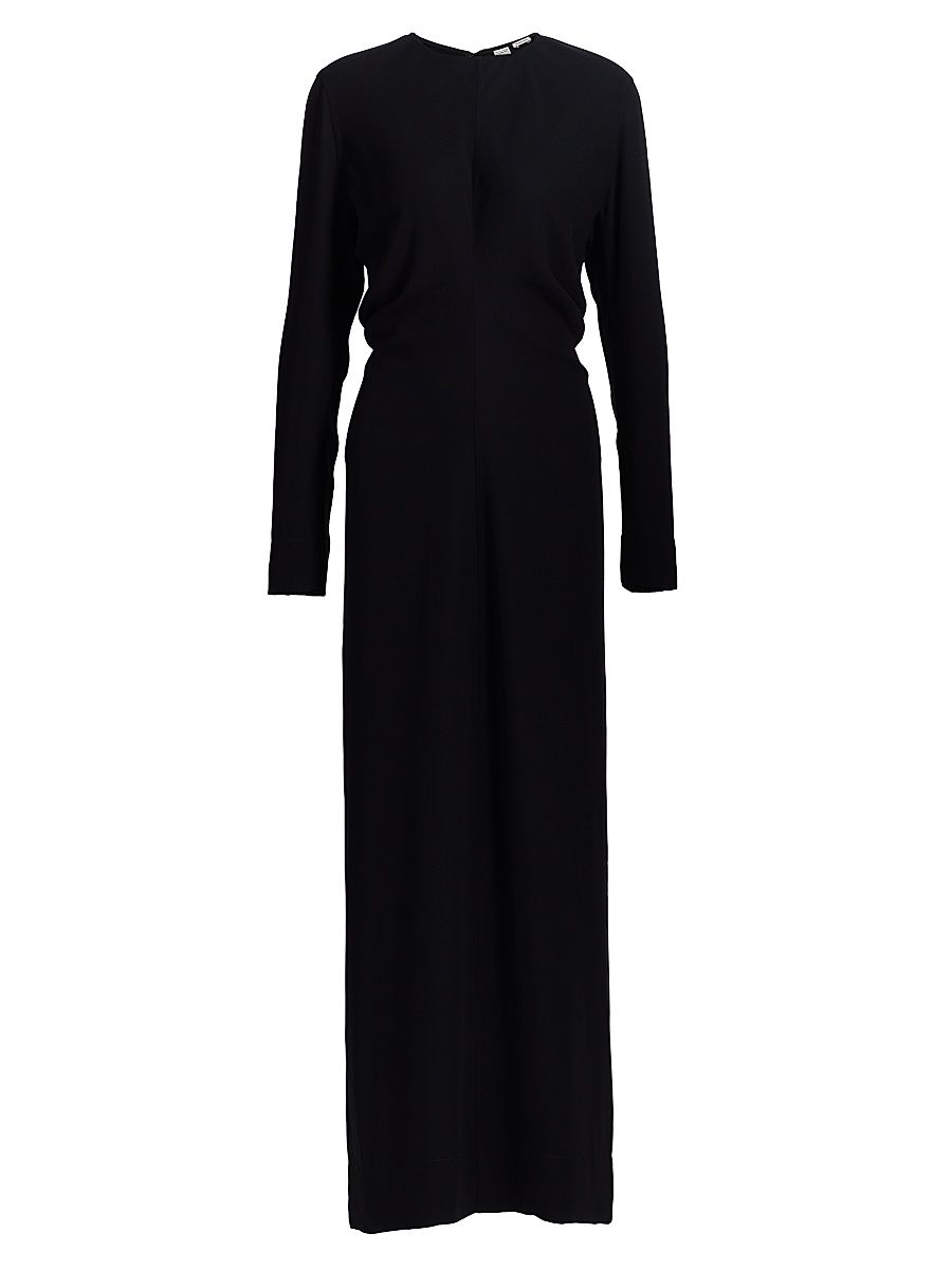 Women's Long-Sleeve Slouch Waist Maxi Dress - Black - Size 12