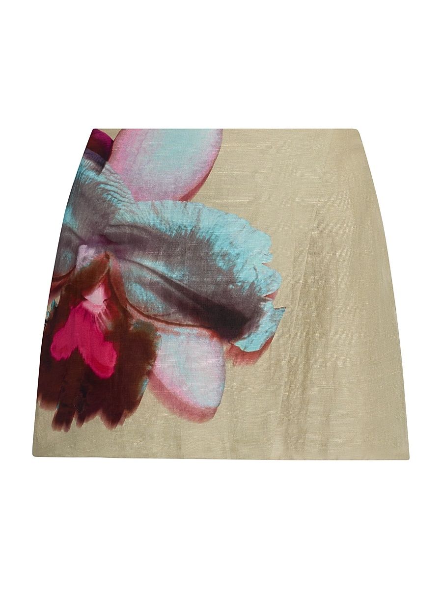 Women's Orielle Linen-Silk Asymmetric Miniskirt - Sage Orchid - Size 10