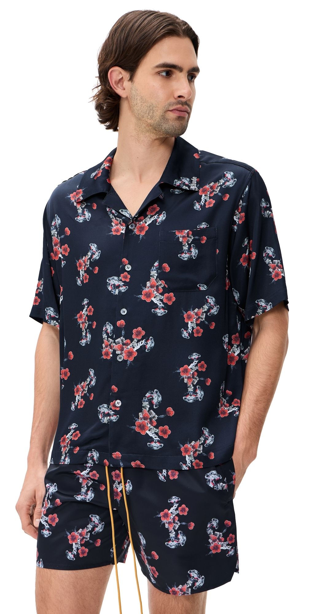 Rhude Turbo Floral Button Down Shirt Black/Red/Multi M