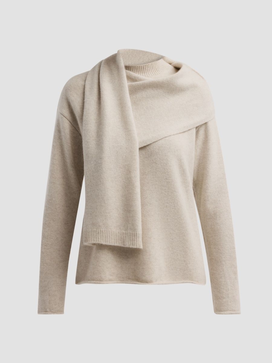 Loulou de Saison Women's Frances Cashmere Wrap Scarf Sweater - Beige Melange - Size Large