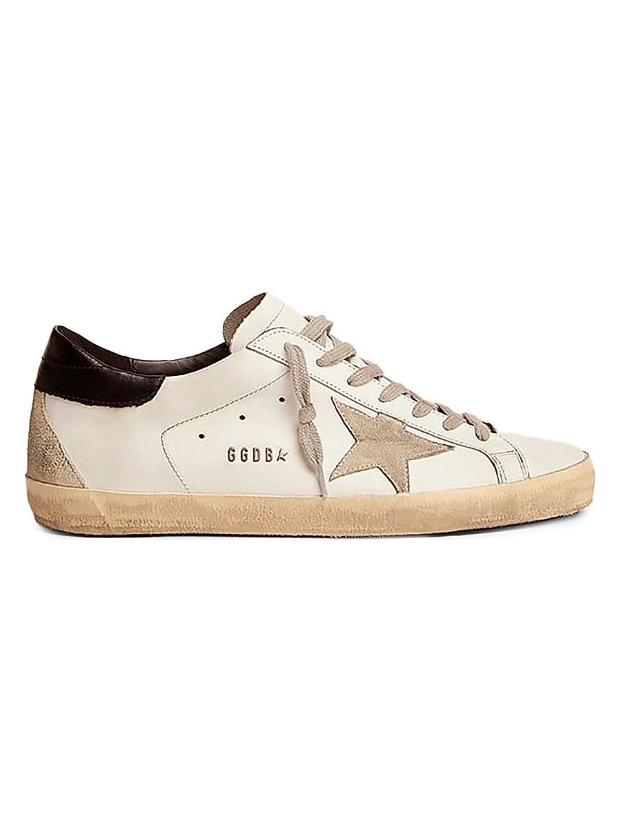 Men's Super Star Logo Leather Low-Top Sneakers - White - Size 10