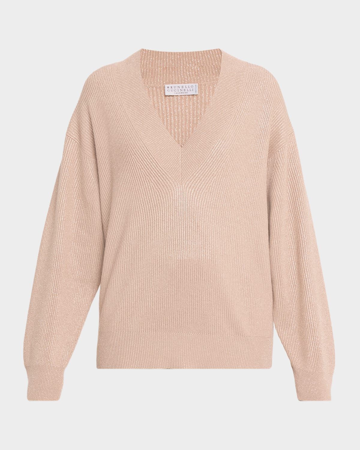 Sparkling Cashmere Oversized V-Neck Sweater