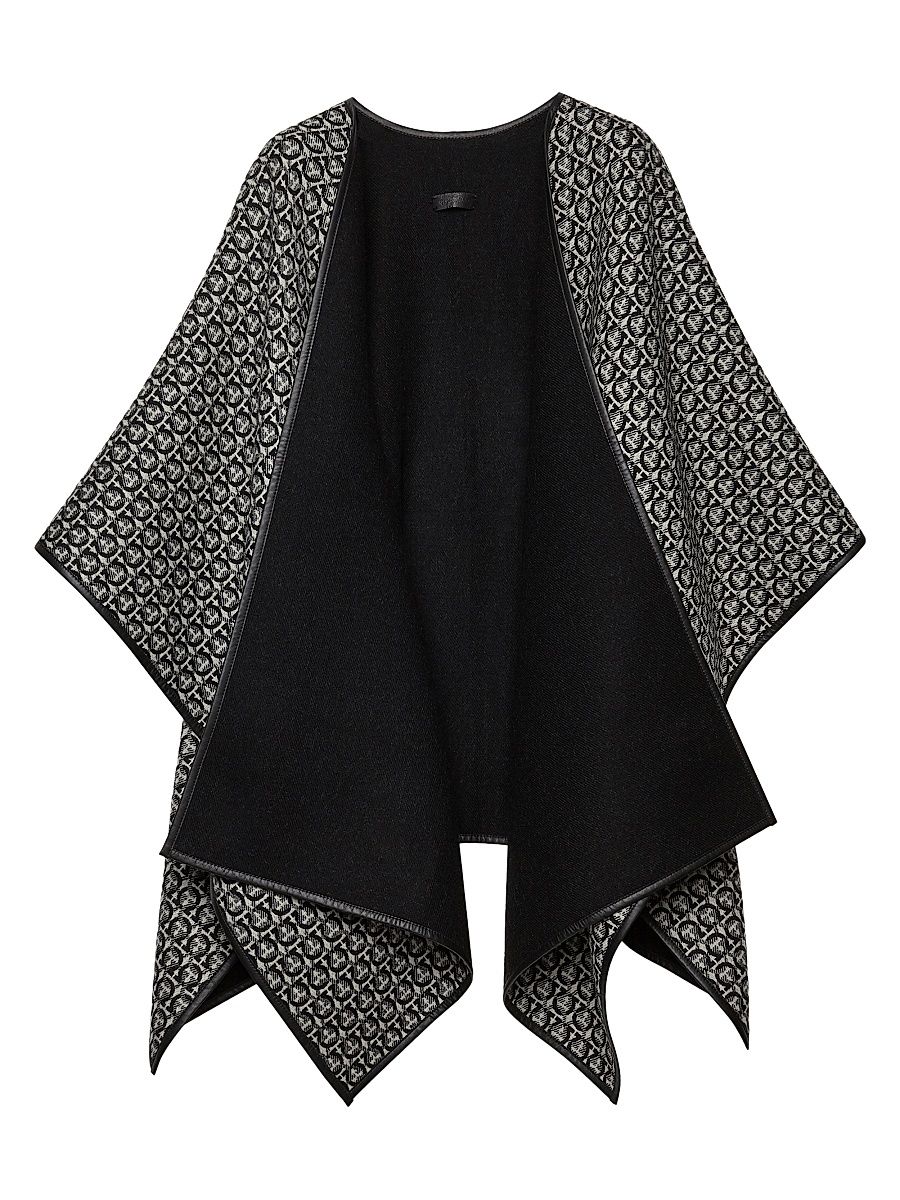 Women's New New Ganc Wool & Leather-Trim Stole - Black