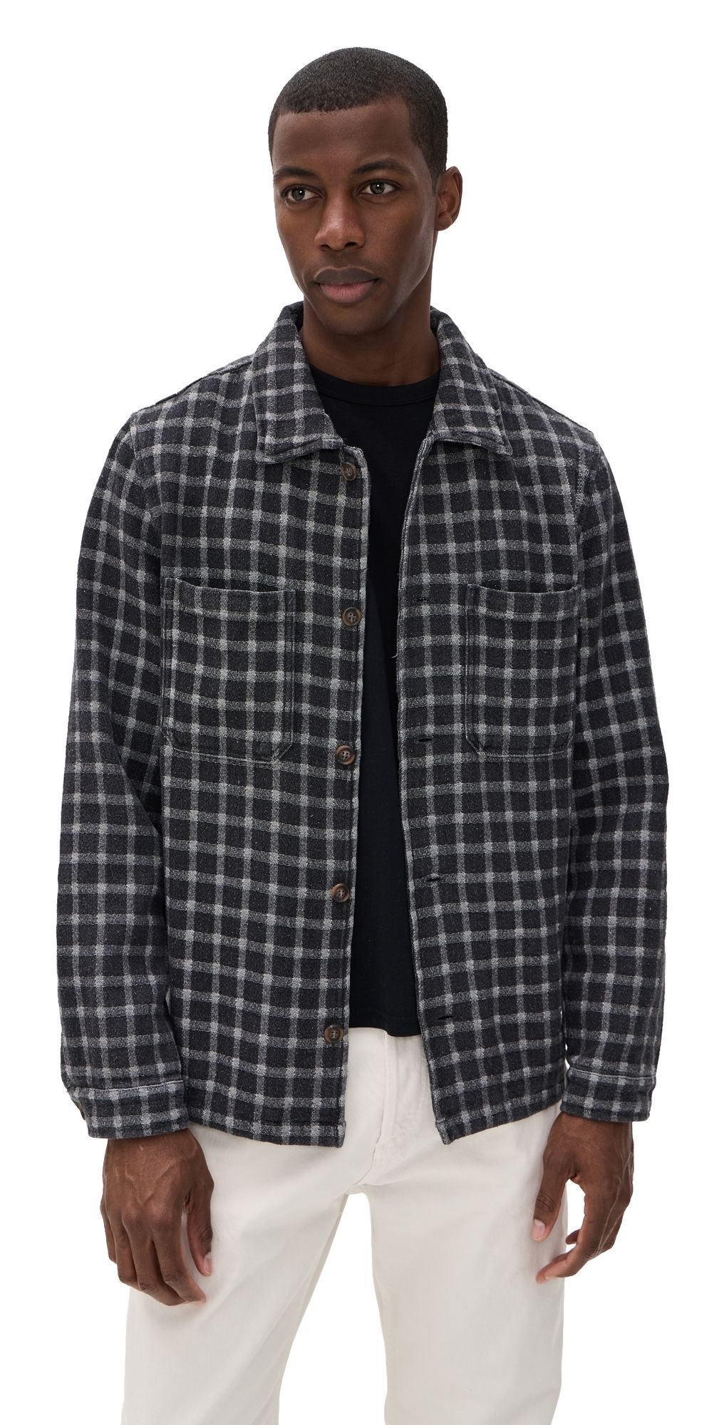 Rhythm Jacquard Check Shirt Charcoal M