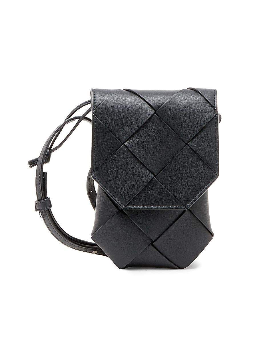 Men's Diago Leather Phone Pouch - Black Pinecone