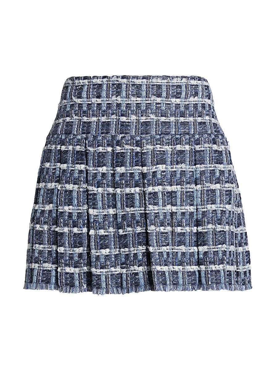 Women's Emilie Pleated Frayed Miniskirt - Indigo - Size 14