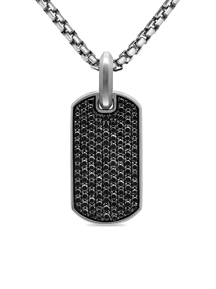 Men's Chevron Tag in Sterling Silver - Black Diamond