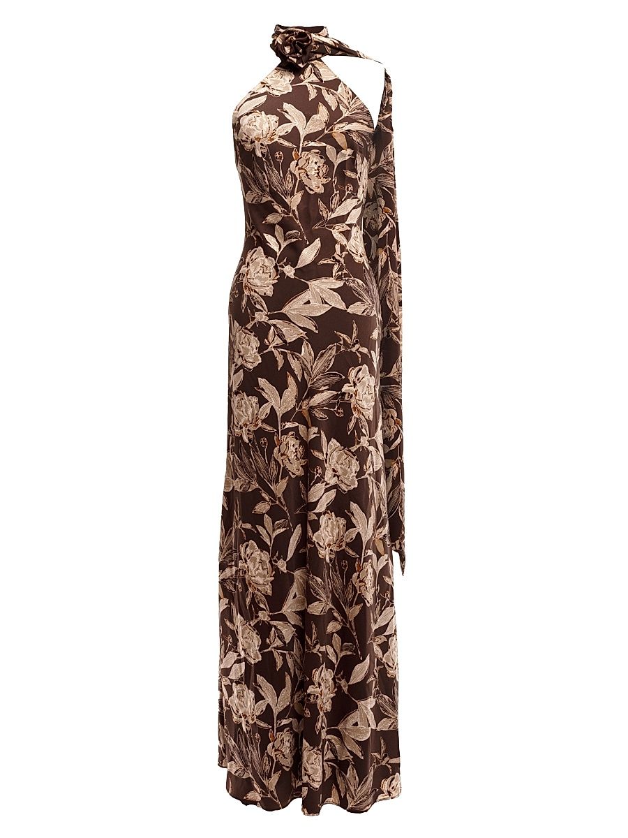 Women's Olivia Halterneck Mermaid Gown - Mocha Multi - Size XXL
