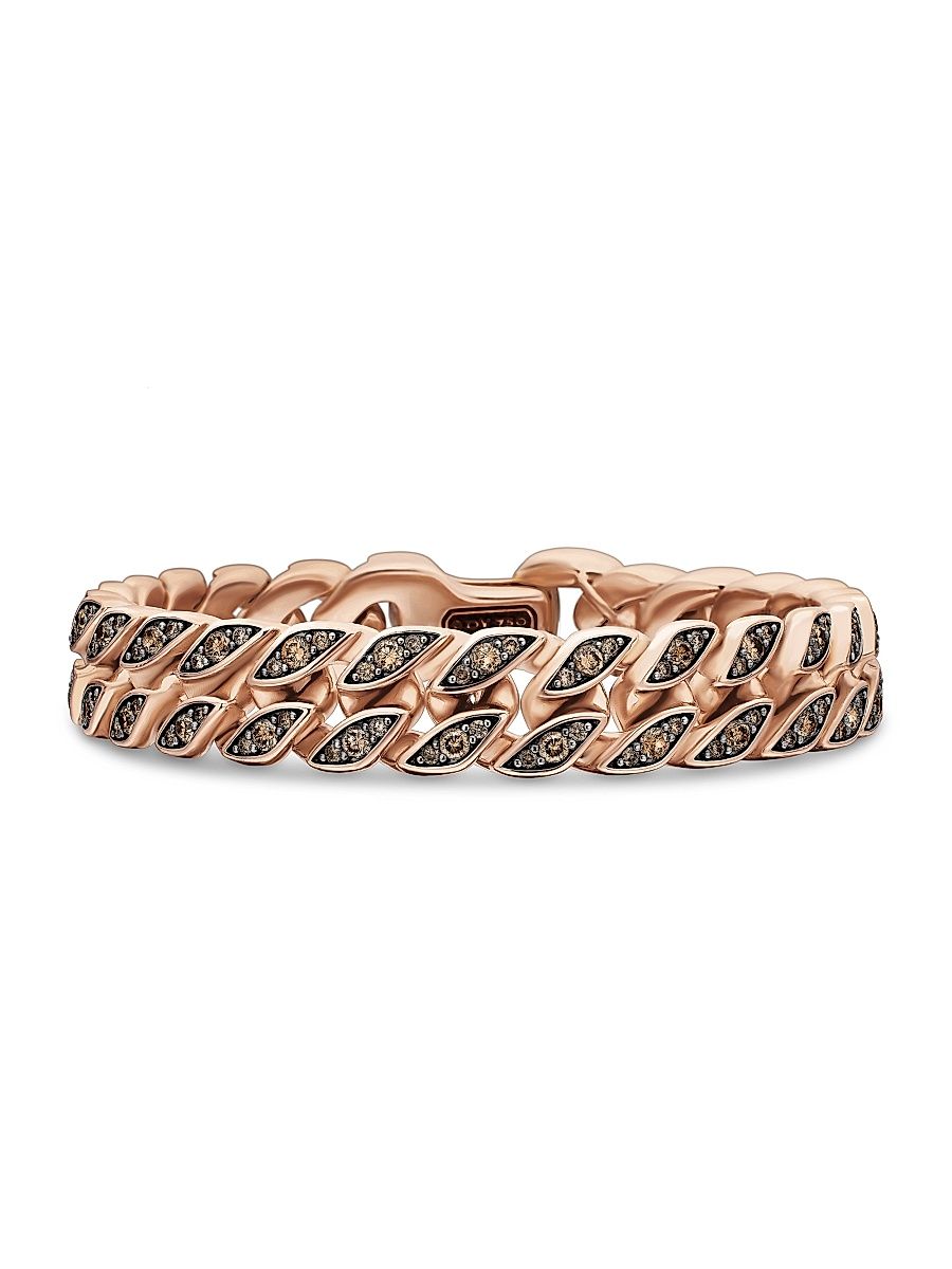 Men's Curb Chain Bracelet in 18K Rose Gold - Rose Gold - Size Large