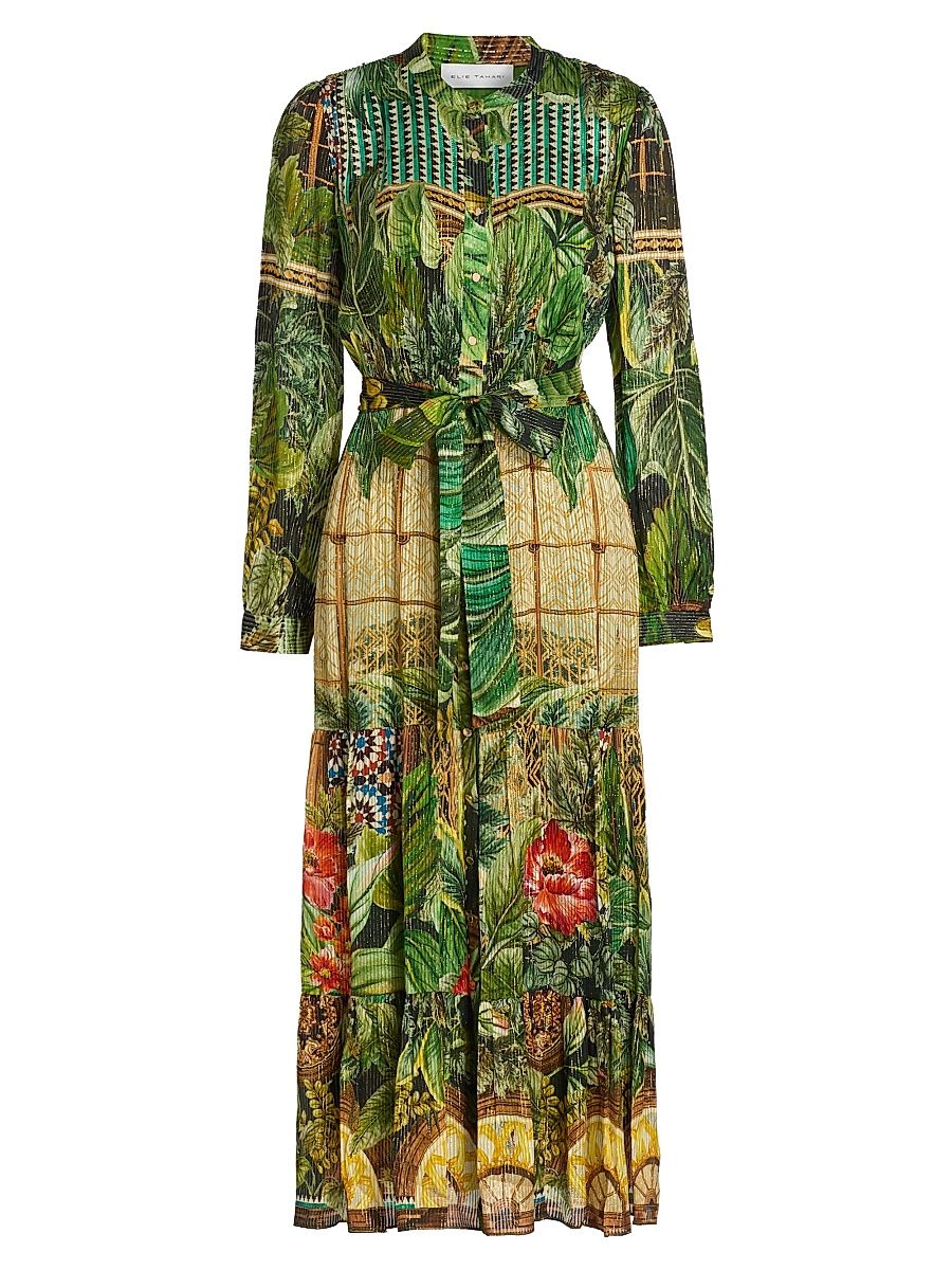 Women's The Lilou Printed Midi Shirtdress - Atrium Garden Print - Size 16