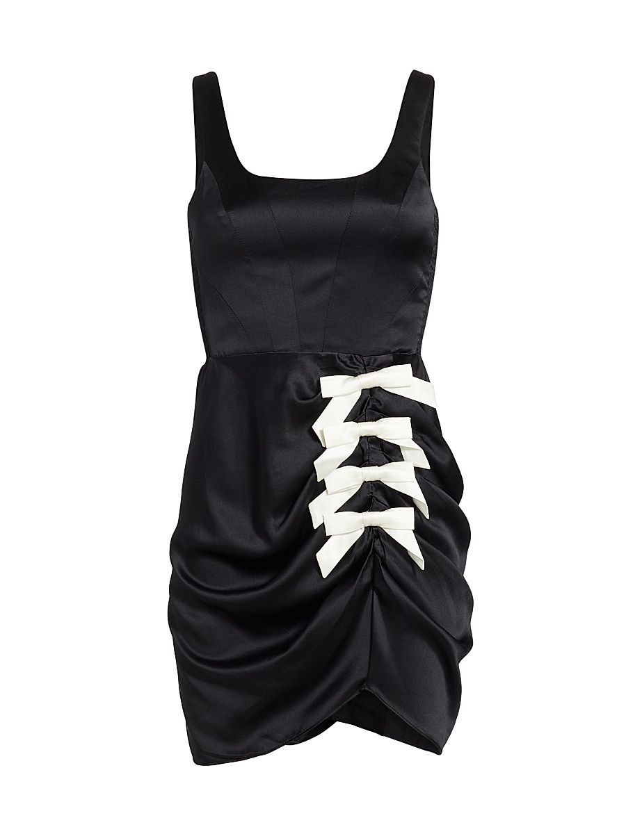 Women's Fiorella Bow-Detail Minidress - Black White - Size Large