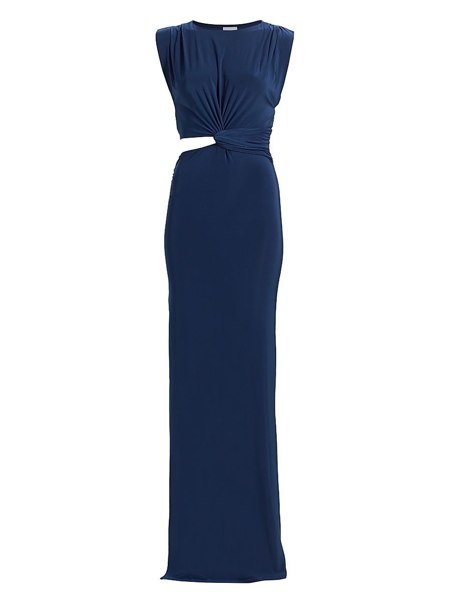 Women's Yvette Draped Cut-Out Maxi Dress - Navy - Size Large