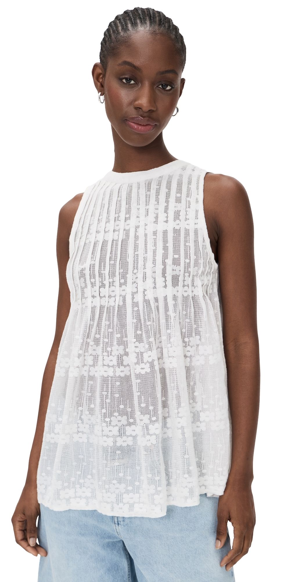 Free People Moon Magic Mesh Tunic Top Clean Ivory XS