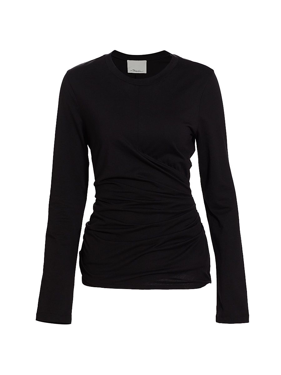 Women's Draped Jersey Top - Black - Size XS
