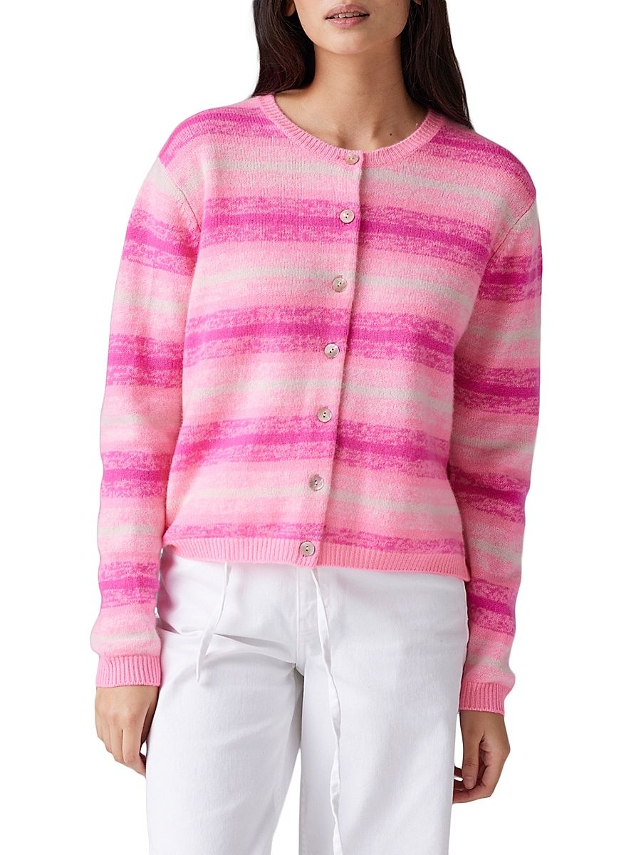 Women's Space Dye Stripe Cardigan Cashmere - Libra - Size XL