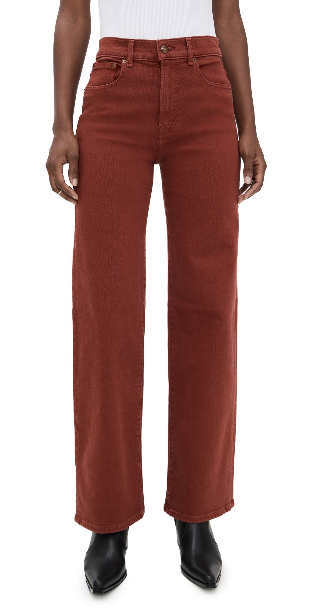 Madewell Perfect Vintage Wide Leg Jeans In Garment Dye Deep Redwood 24