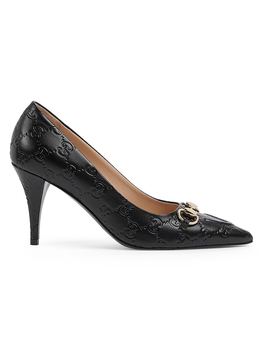 Women's Erin 85MM GG Leather Pumps - Black - Size 7