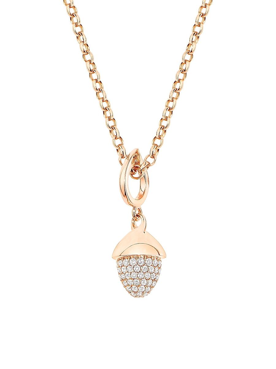 Women's Mikado Flamenco 18K Rose Gold & Diamond Pavé Acorn Pendant - Rose Gold