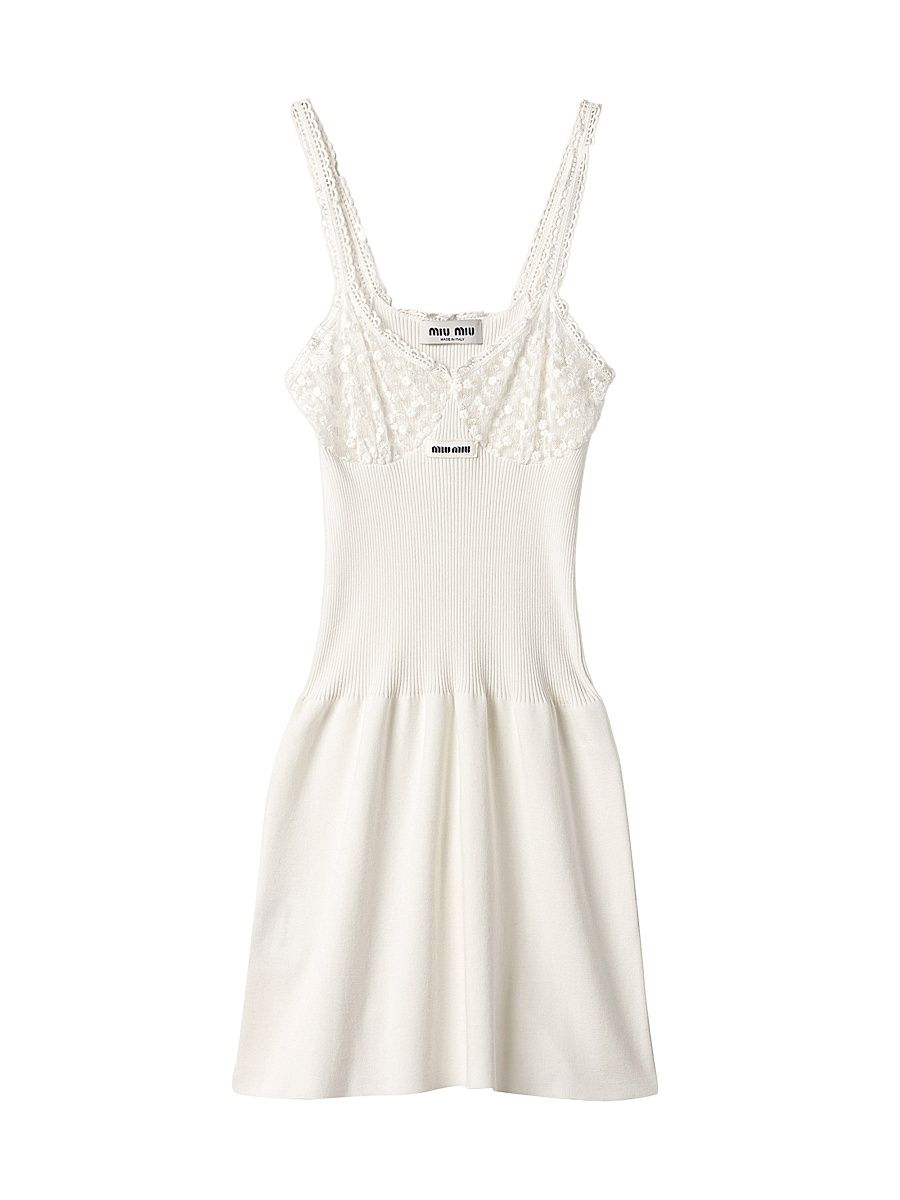 Women's Cotton and Lace Dress - White - Size 0