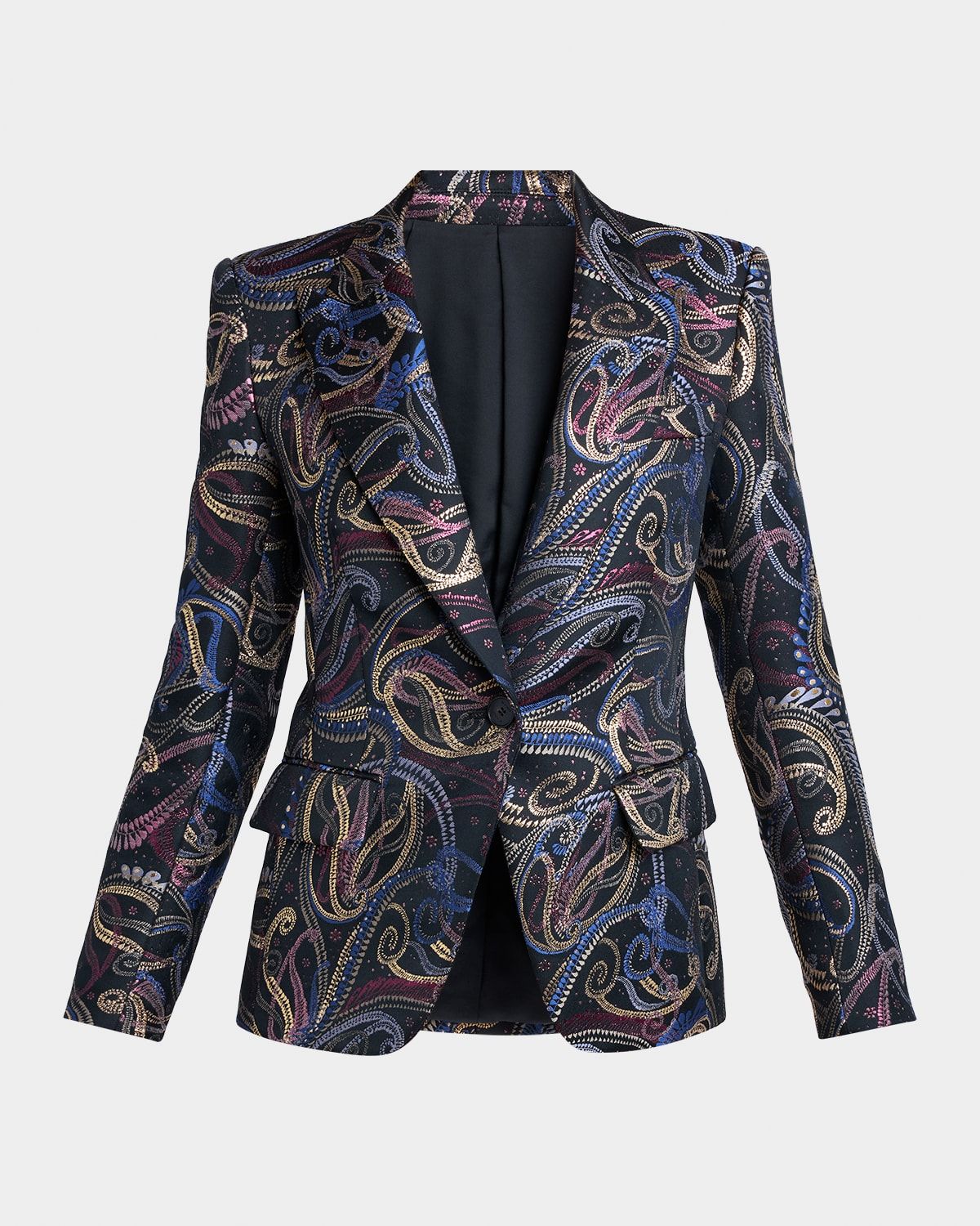 Paisley Jacquard Single-Breasted Blazer