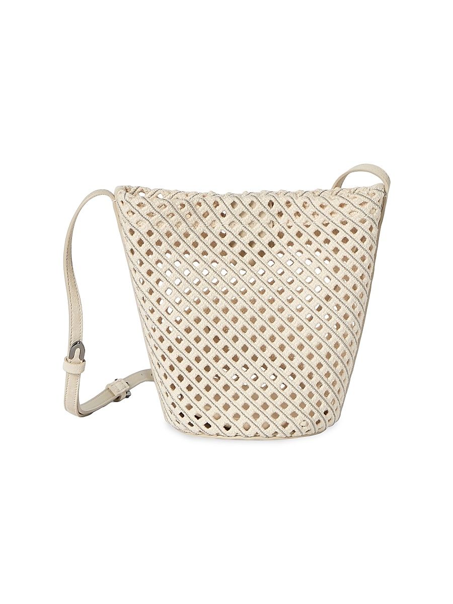 Women's Crossbody Bag in Precious Cotton Net - Ivory