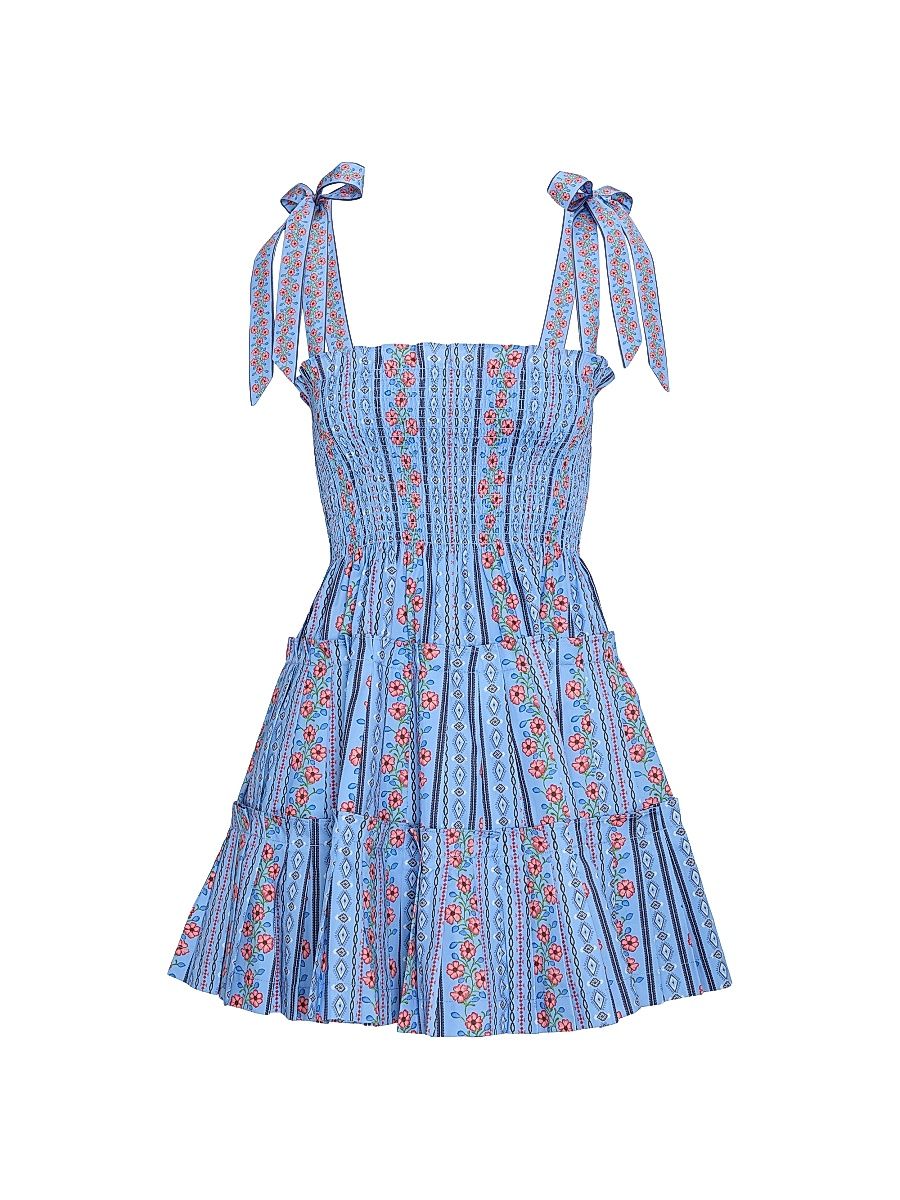 Women's The Ribbon Charlotte Nap Dress - Blue Floral Batik Stripe - Size XXL
