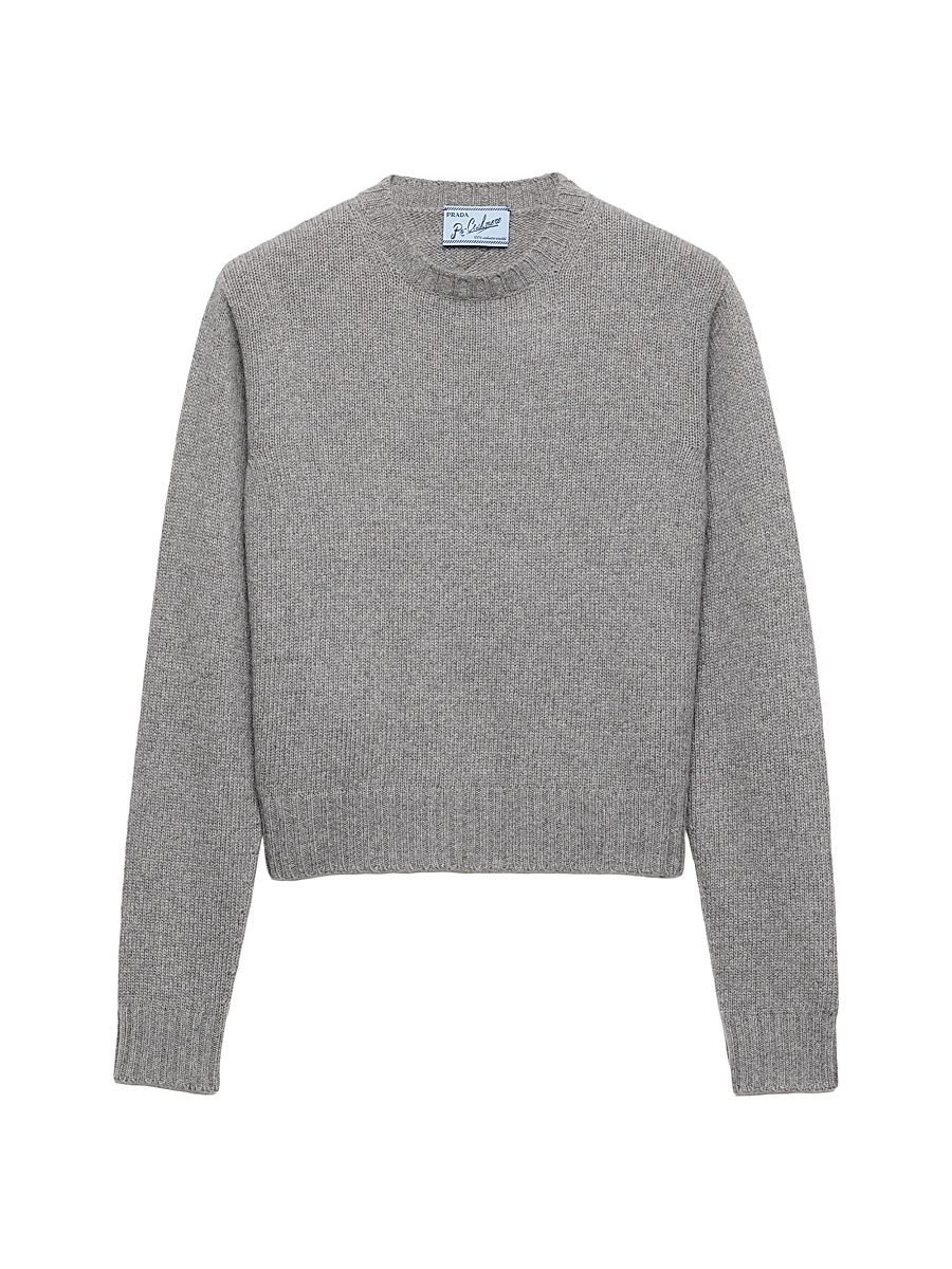 Women's Ribbed Knit Re-Cashmere Sweater - Grey - Size 12
