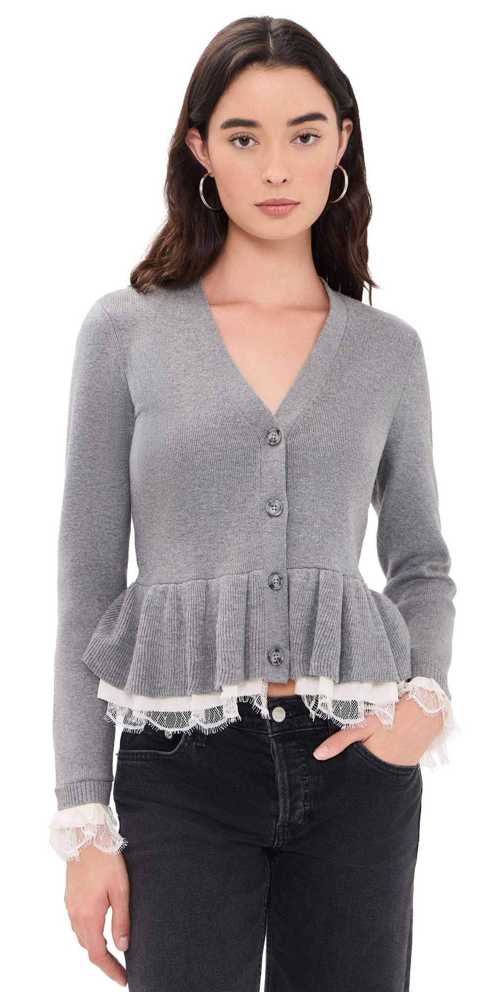 Cinq à Sept Dolly Cardigan Heather Grey/Ivory XS