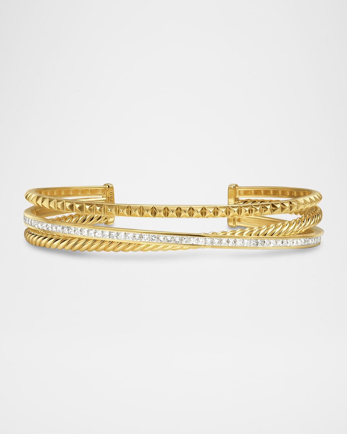 Crossover Trio 3 Row Bracelet with Diamonds in 18K Gold