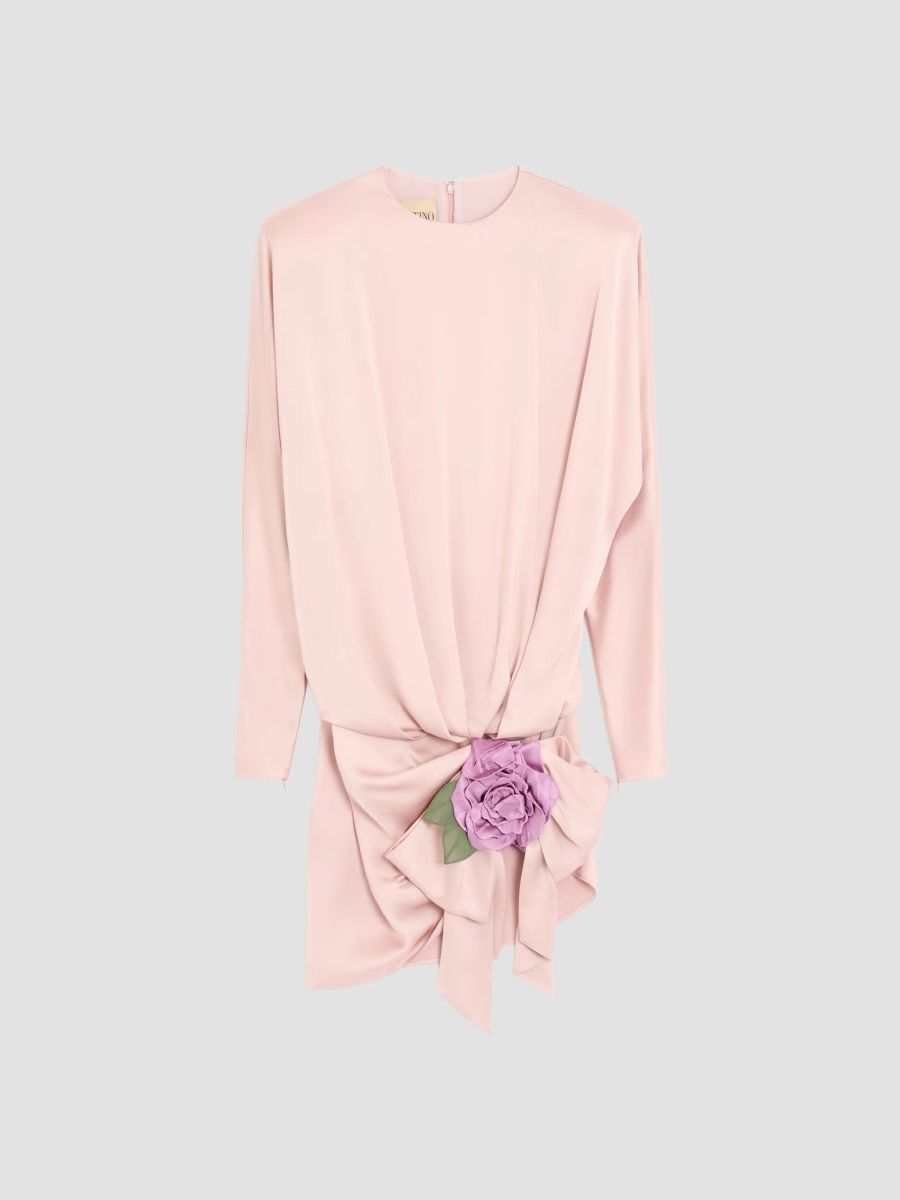 Valentino Women's Mini Dress in Cady Satin - Pink - Size 12