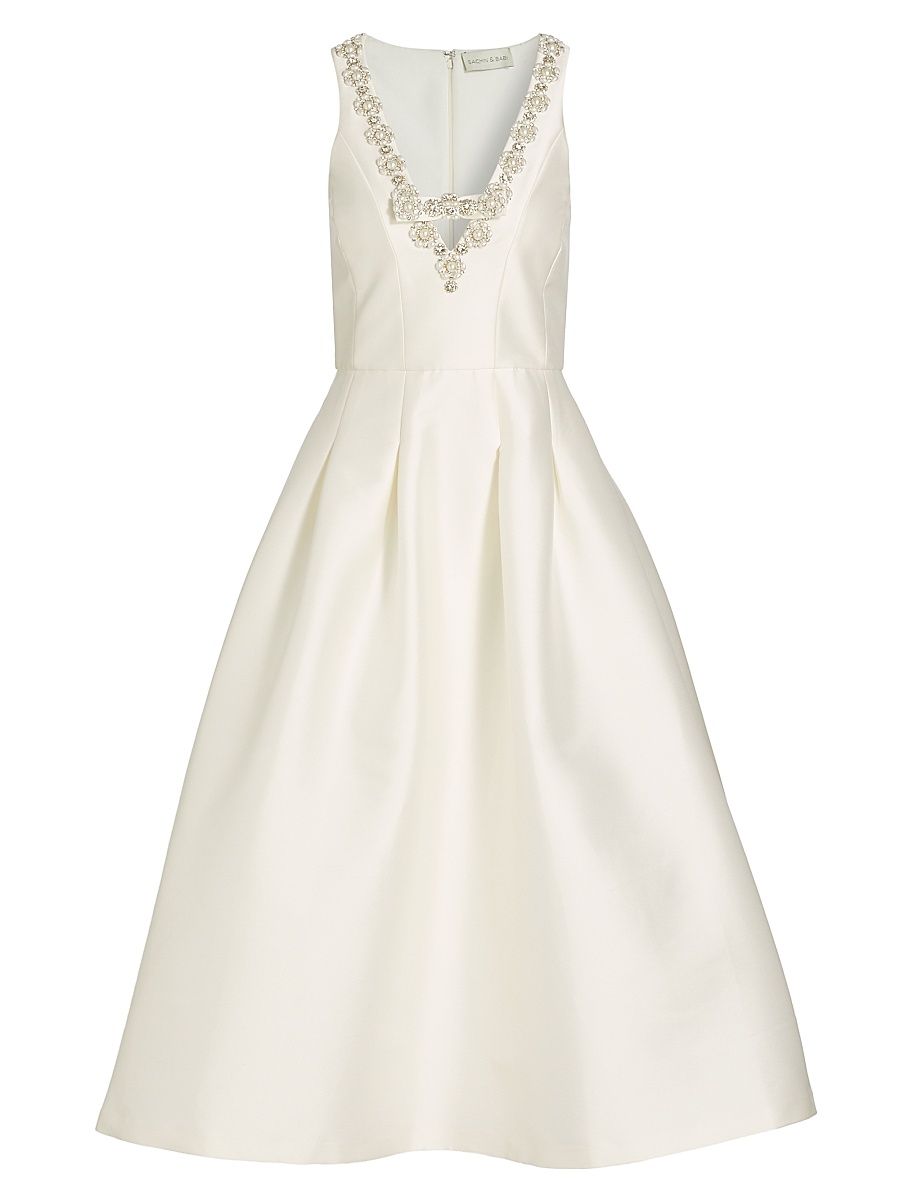 Women's Millie Beaded Mikado Dress - Off White - Size 6