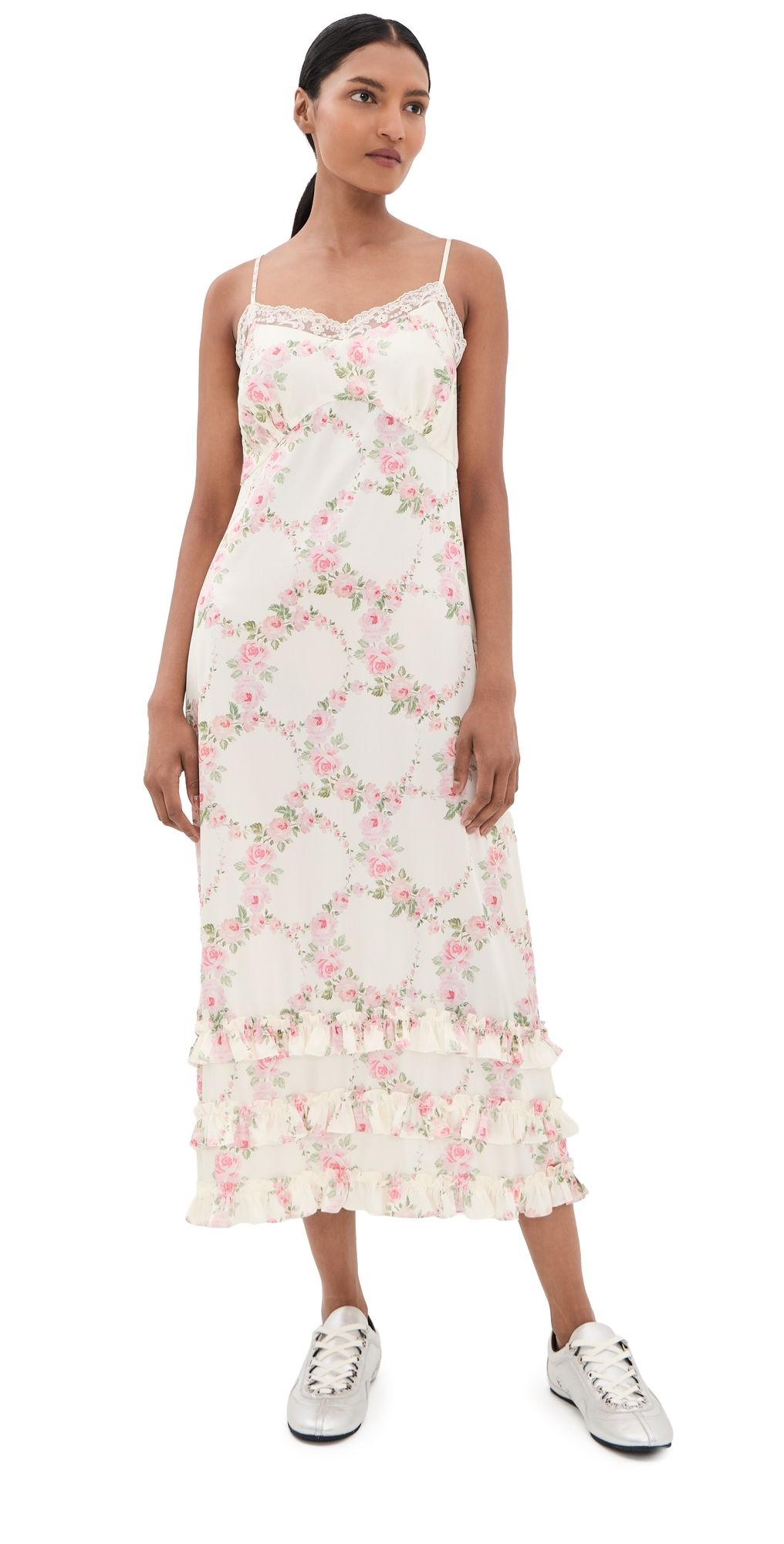 Simone Rocha Ruffle Frill Hem Slip Dress Cream 10