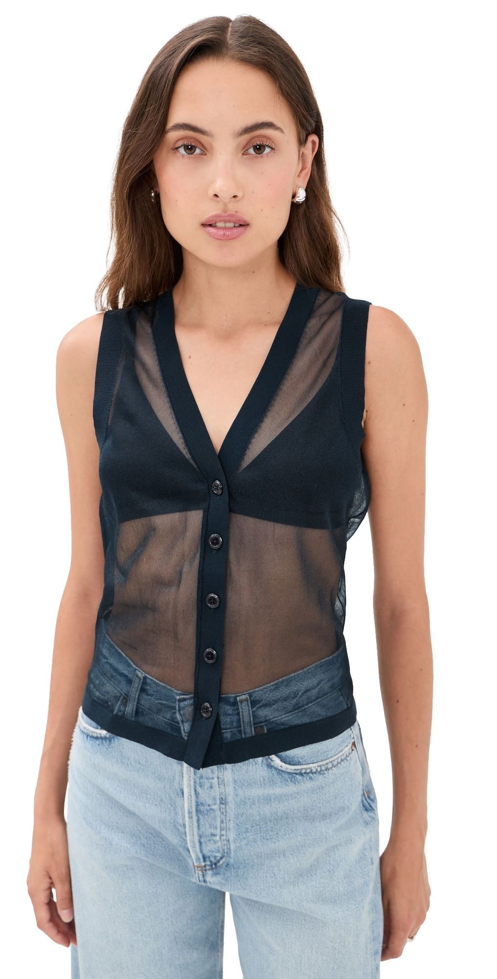 Renggli Sheer Knit Vest Sapphire XS