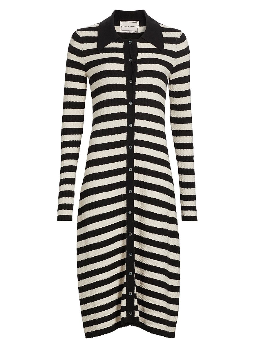 Women's Morrissey Striped Midi-Dress - Jet - Size Medium