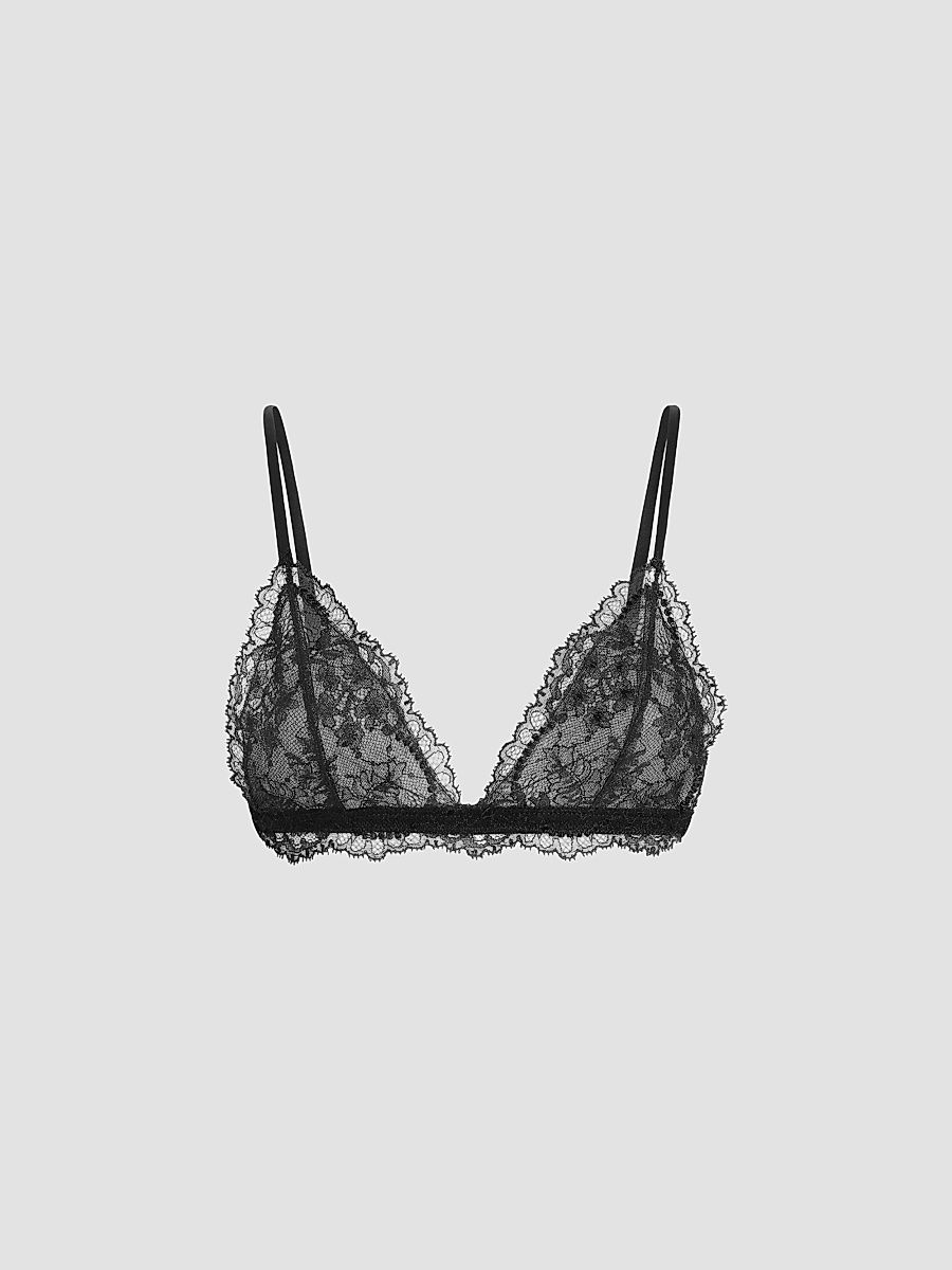 Women's Floral Lace Soft Cup Bra - Black - Size Large