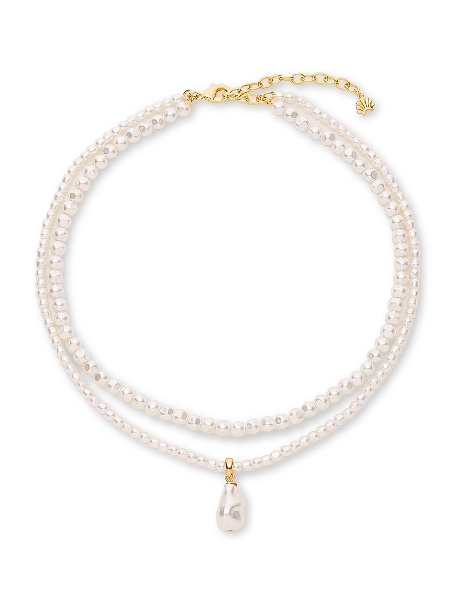 Women's Estate 14K-Gold-Plated & Imitation Pearl Layered Necklace - Pearl