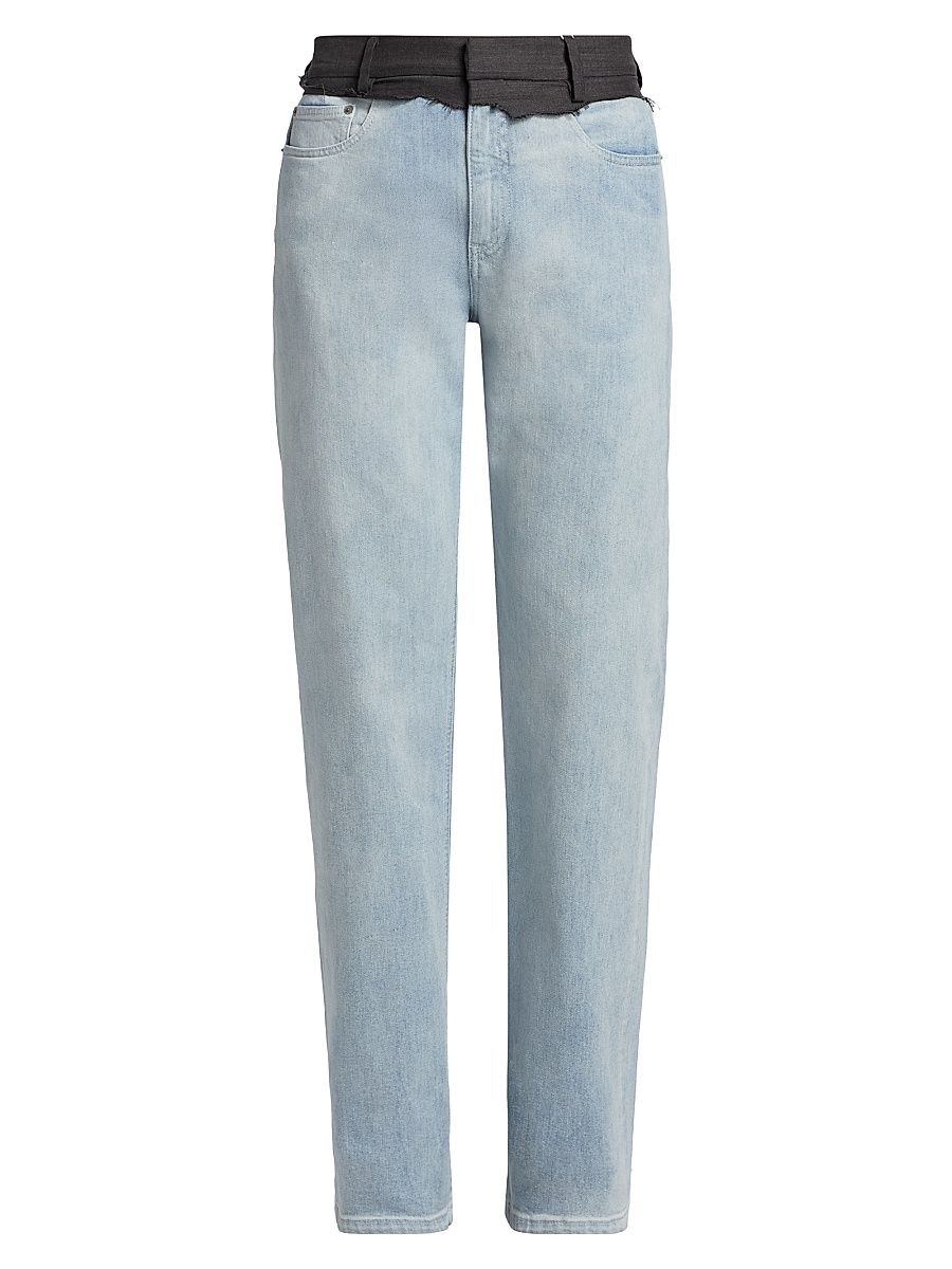 Women's Layered Straight-Leg Jeans - Light Blue - Size 31