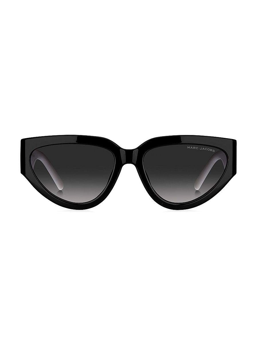 Women's 57MM Cat-Eye Sunglasses - Black White Grey